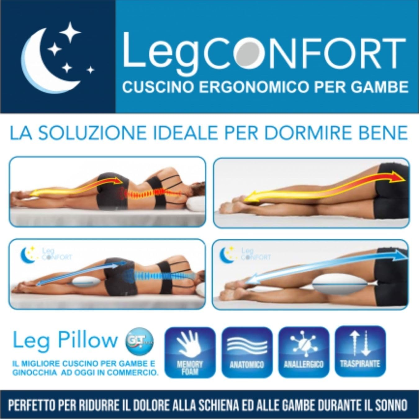 Cuscino Ortopedico per Gambe – Memory Foam Leg Comfort