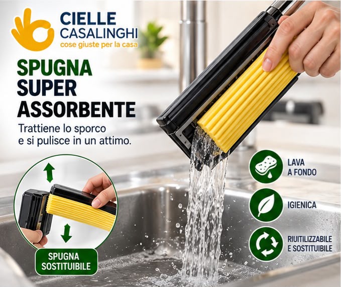Scopa Lampoasciuga con Ricambio – Lavapavimenti Manuale
