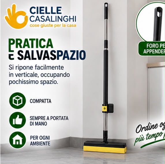 Scopa Lampoasciuga con Ricambio – Lavapavimenti Manuale